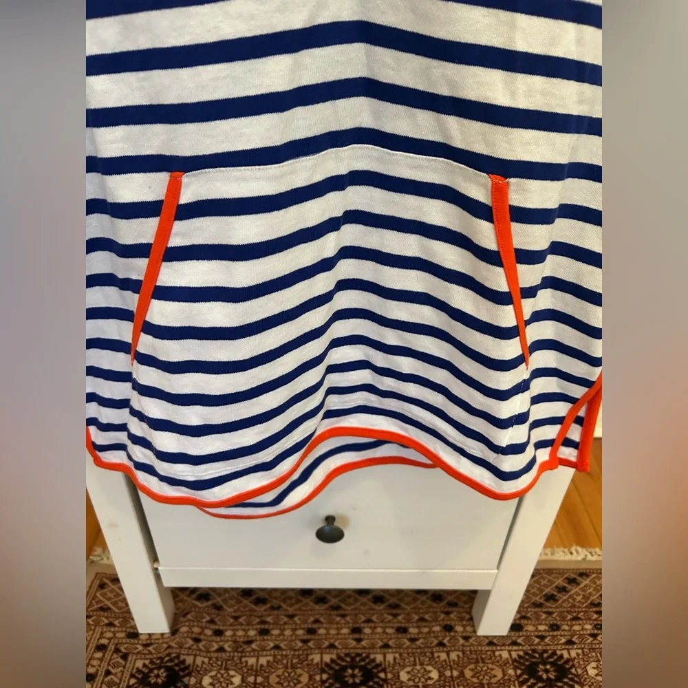 J. Crew women’s medium Tipped V-neck hoodie in striped Mariner cloth NWT - Picture 7 of 9